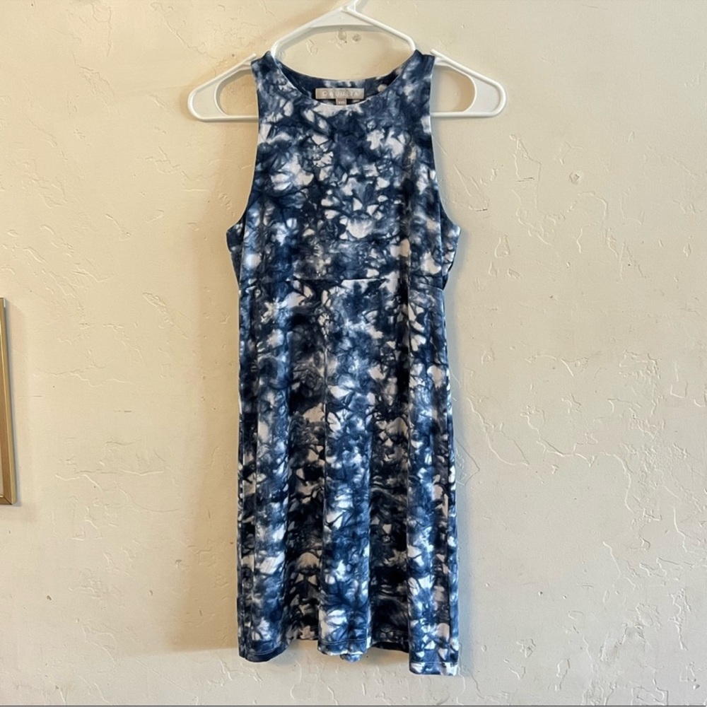 Athleta Blue & White Tie Dye Sleeveless Athletic Dress XXS